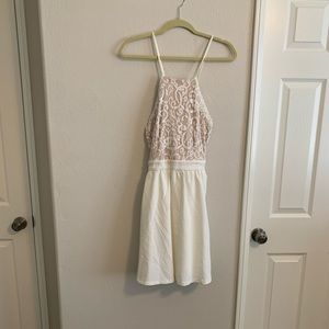 Cream Lace Cross Back Mini Dress